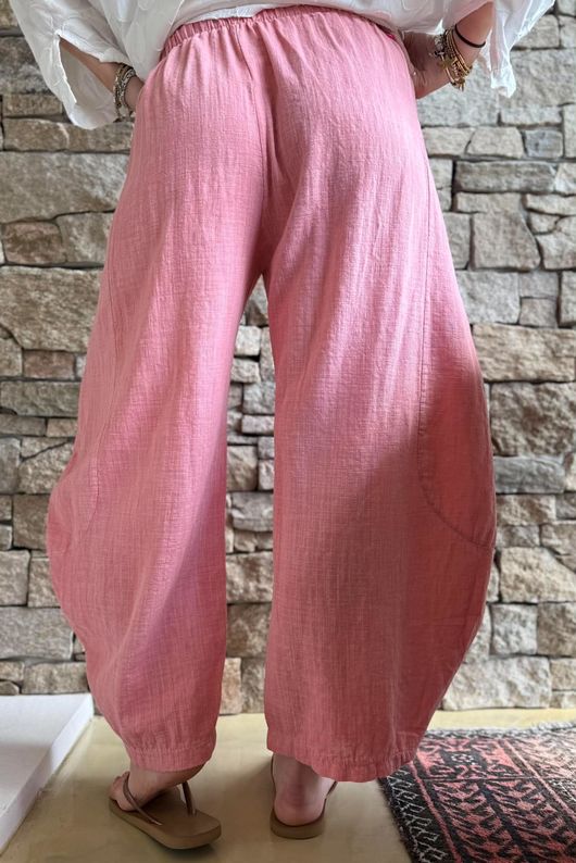 Frame Cotton Vintage Wash Barrel Pant Coral